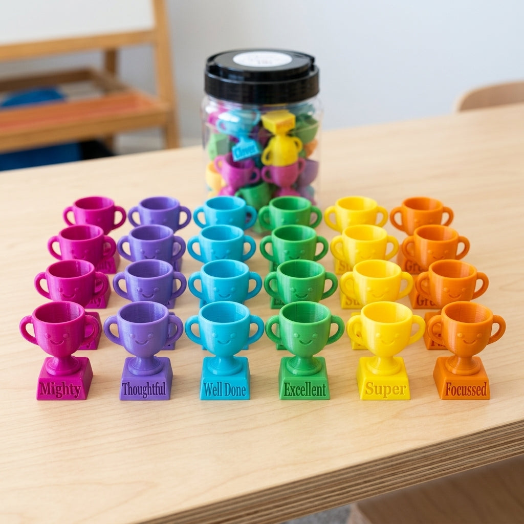 NEW!! Jar full of Champions - 30 Bright Colours Mini Trophies