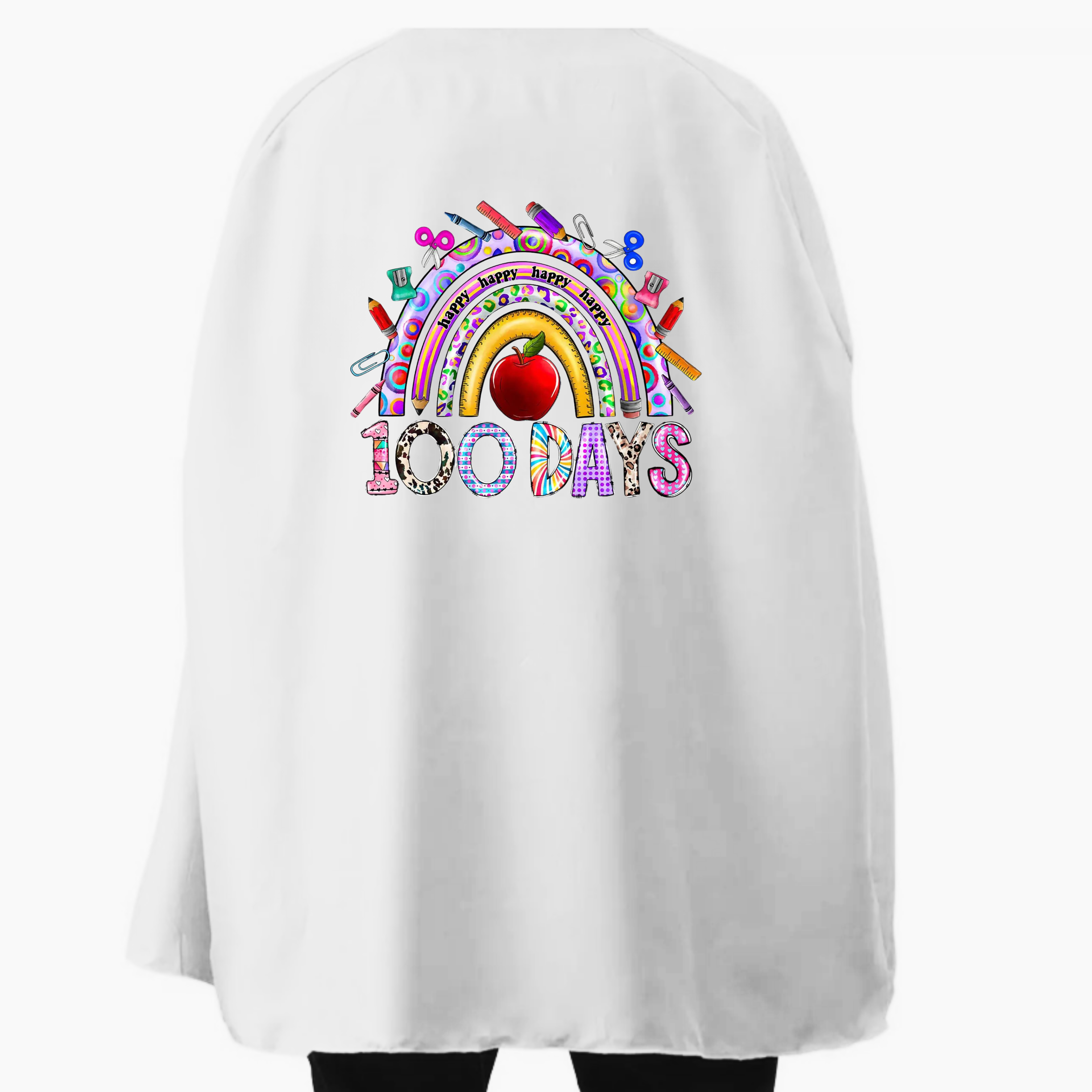 Student or Teacher Cape - 100 Days of School Boho Rainbow