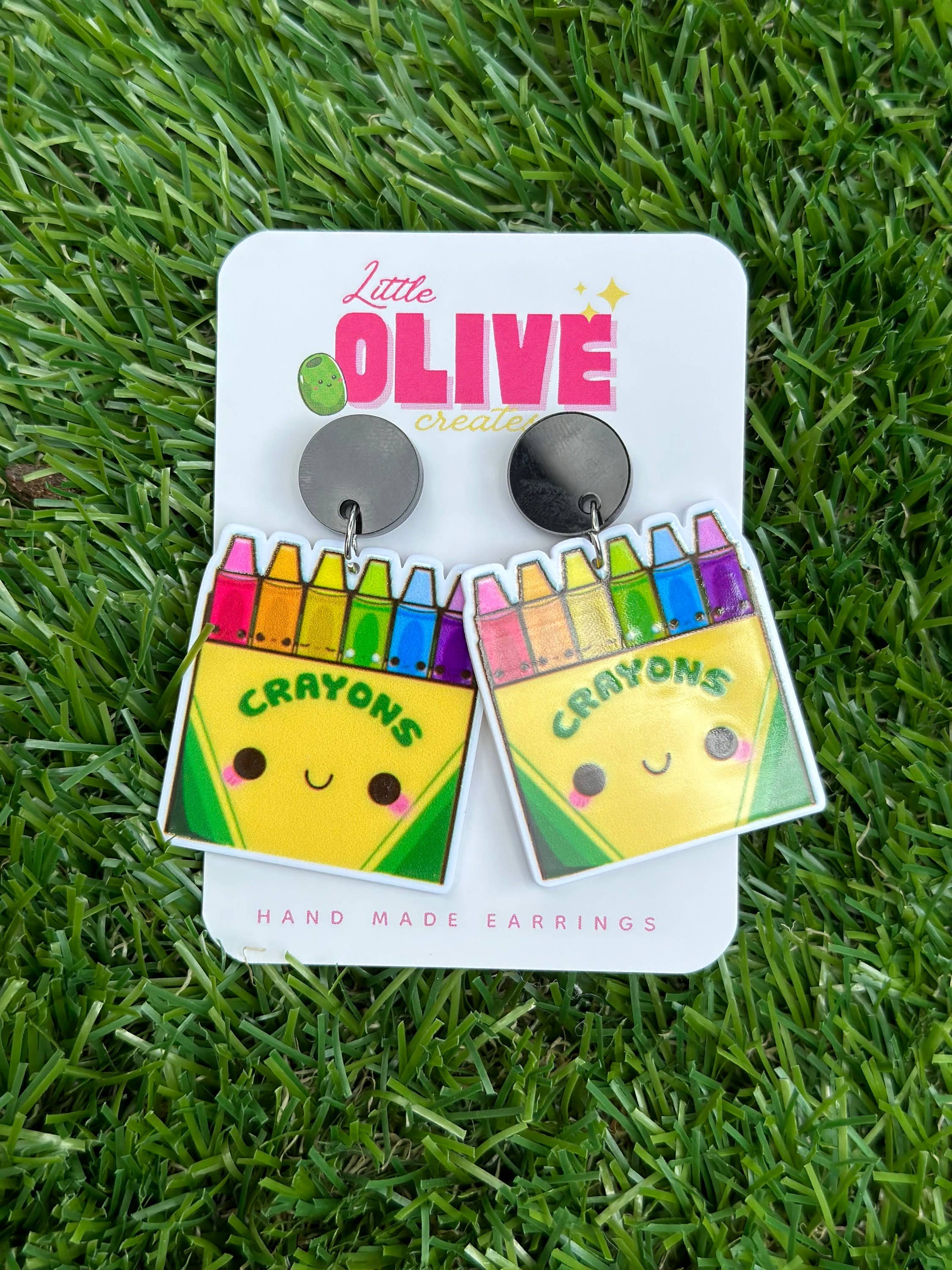 Crayon Box Teacher Dangle Earrings - Creative Tribute: Stud
