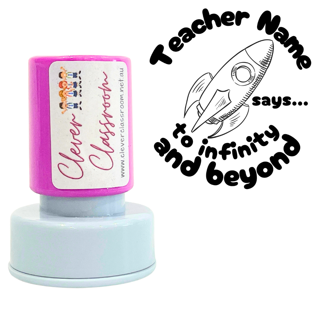 Rocket Infinity Teacher Stamp 30mm round