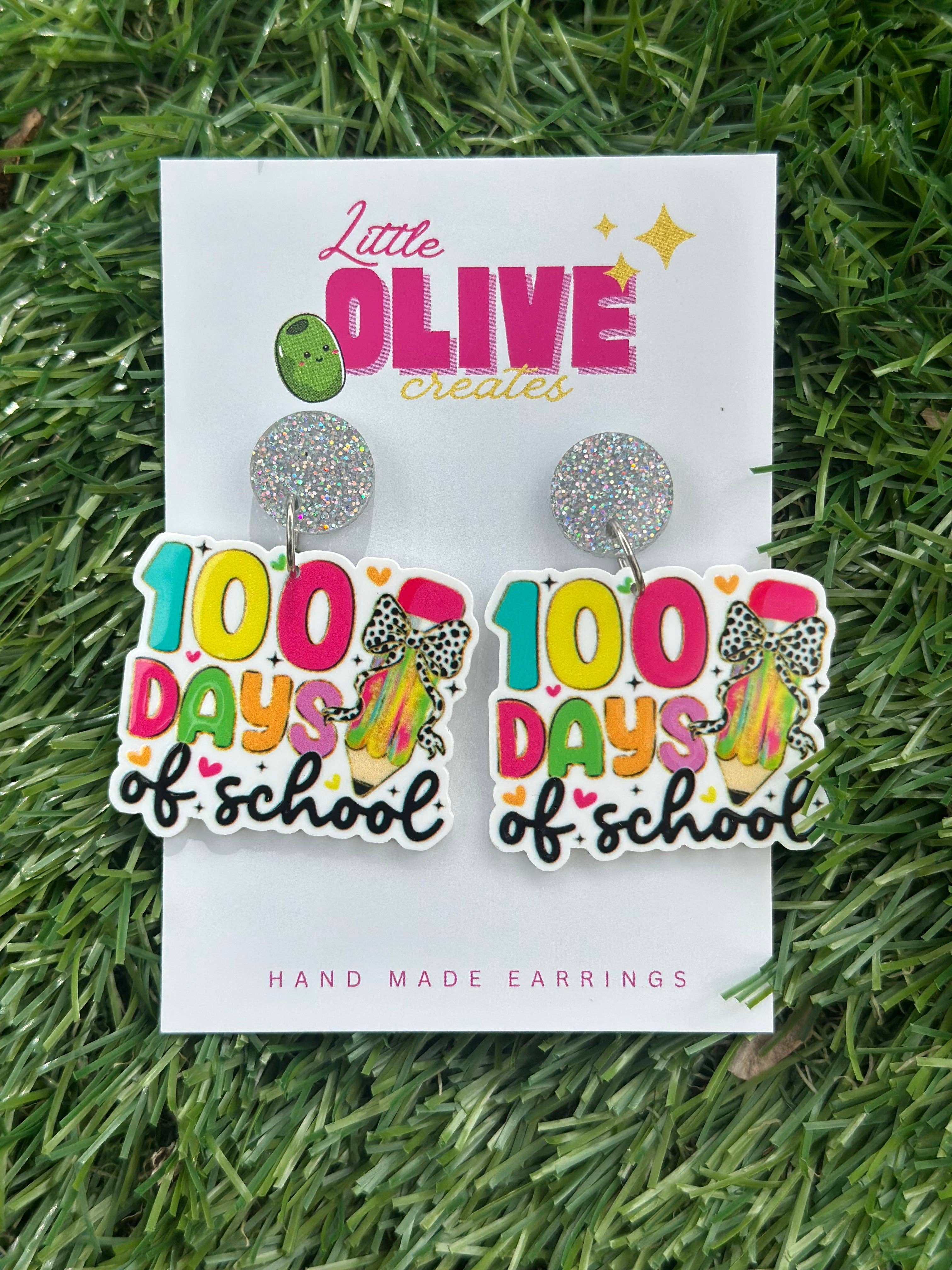 100 Days of School Dangle Earrings