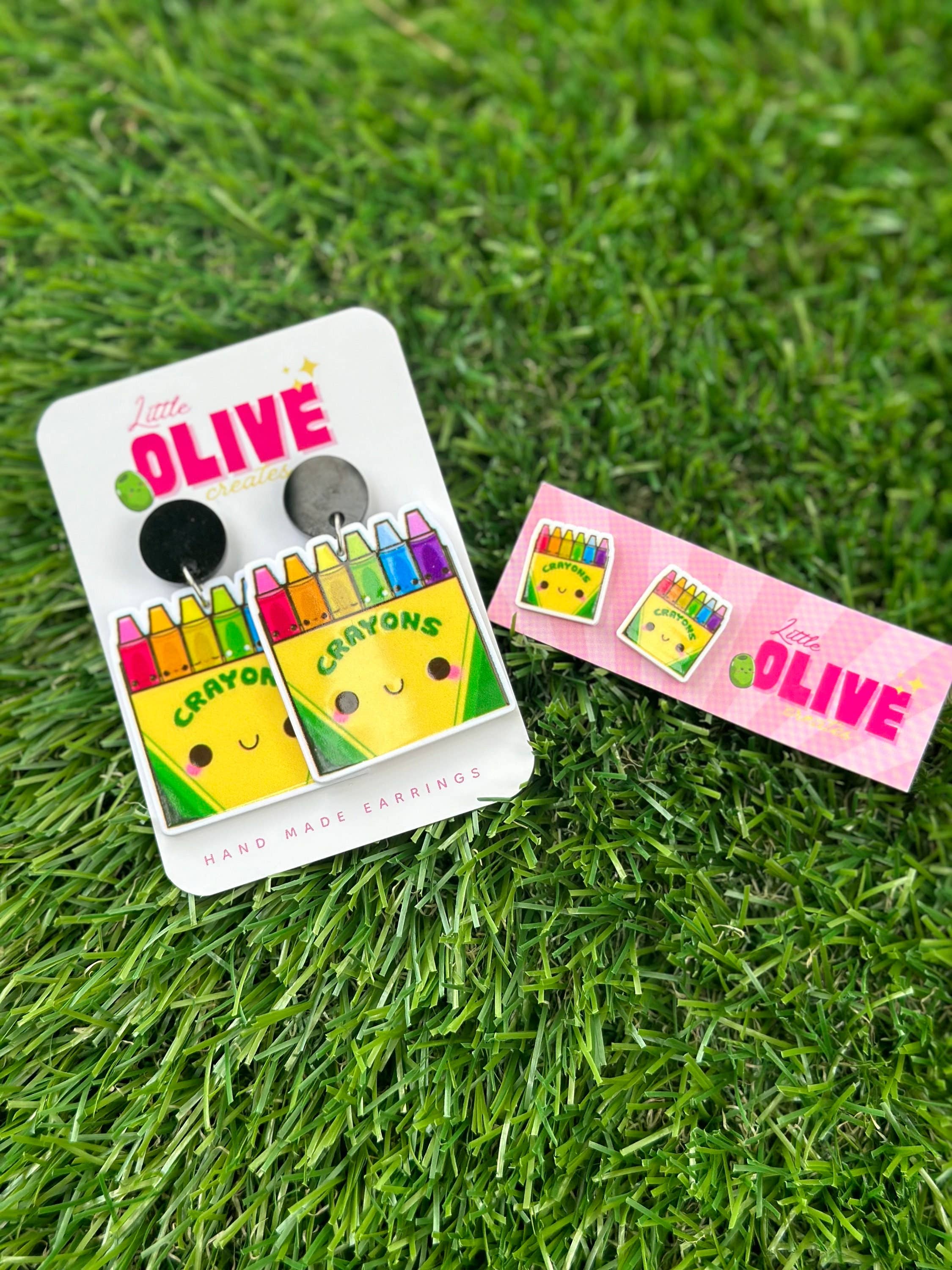 Crayon Box Teacher Dangle Earrings - Creative Tribute: Stud