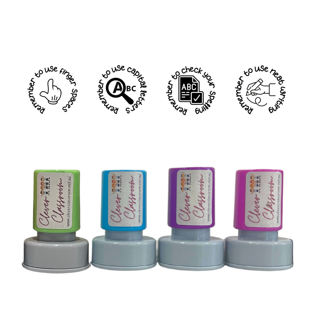 LARGE Stamp Set - 4 x Writing Feedback Stamps 30mm round