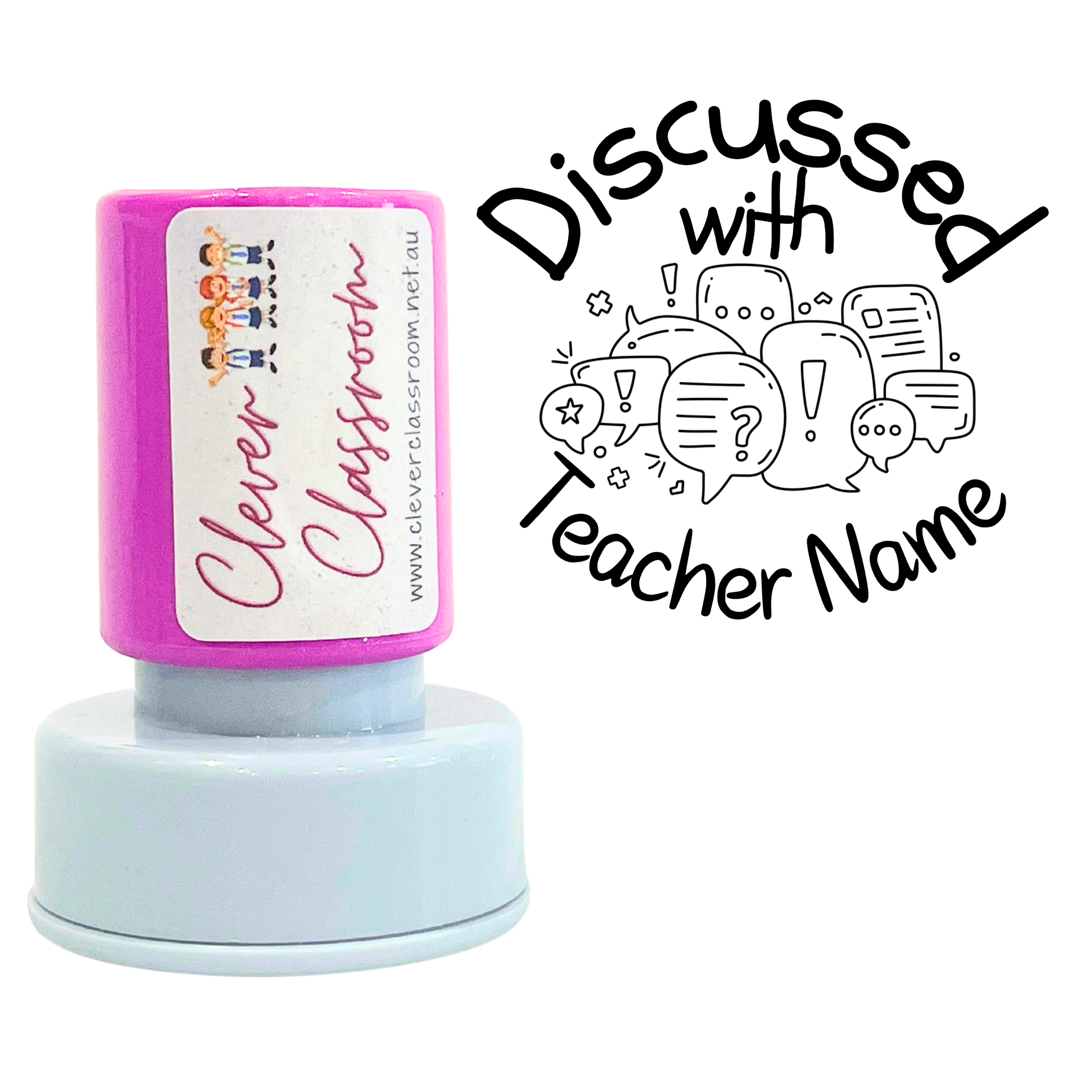 Discussed with Teacher Name Personalised Stamp 30mm round