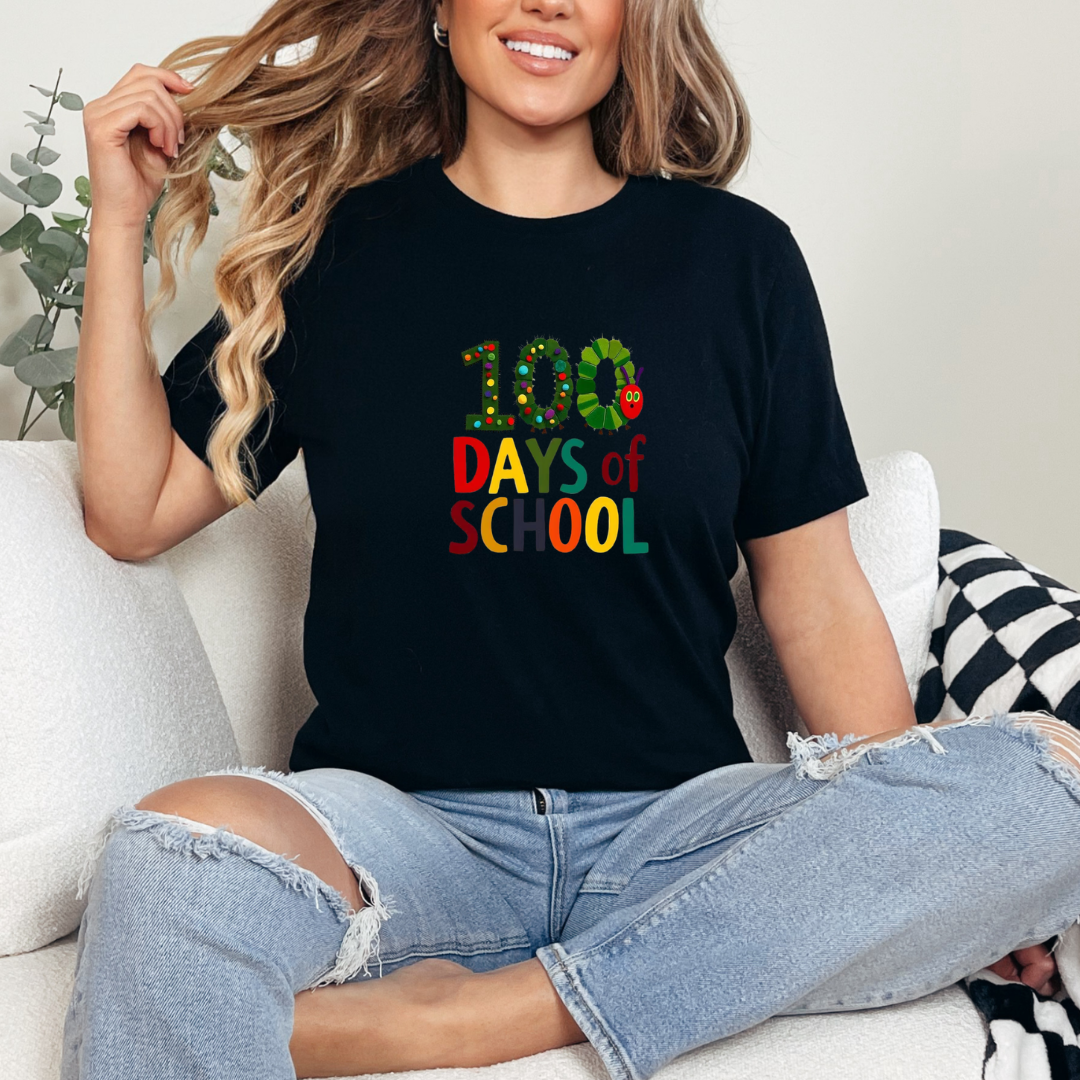 Teacher T-shirt - 100 Days - Hungry Caterpillar