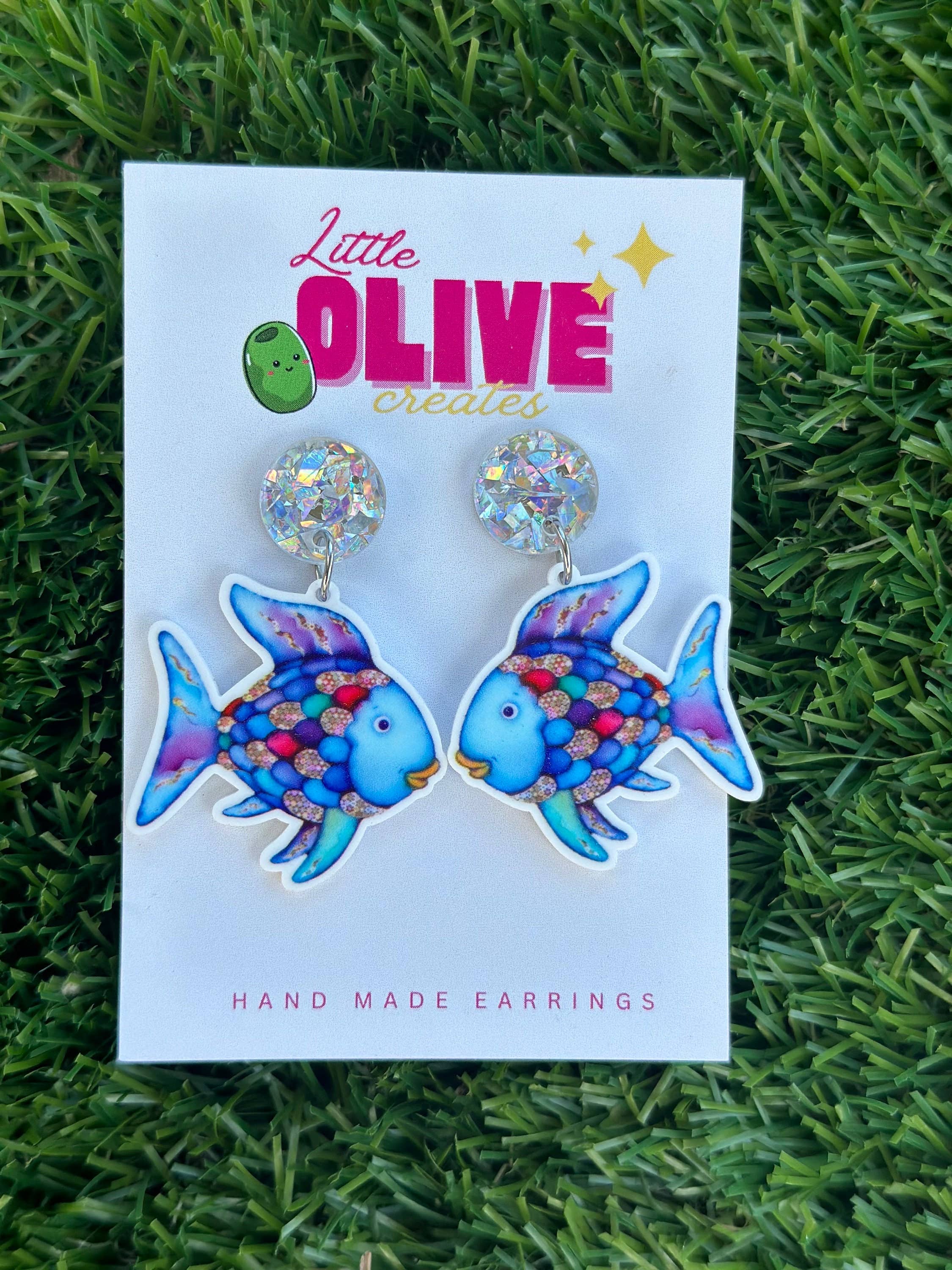 The Rainbow Fish Teacher Sparkle Dangle Earrings