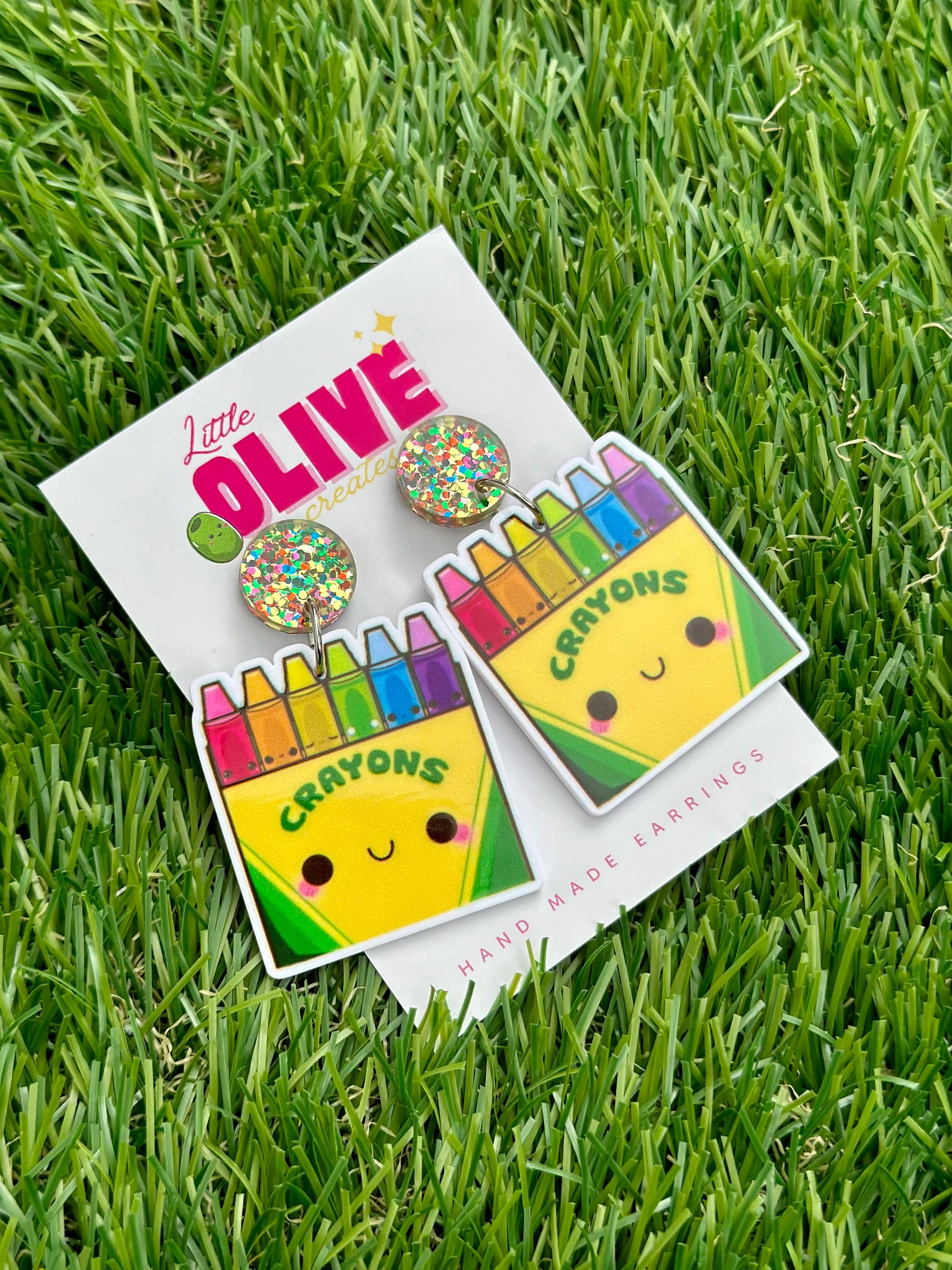 Crayon Box Teacher Dangle Earrings - Creative Tribute: Stud