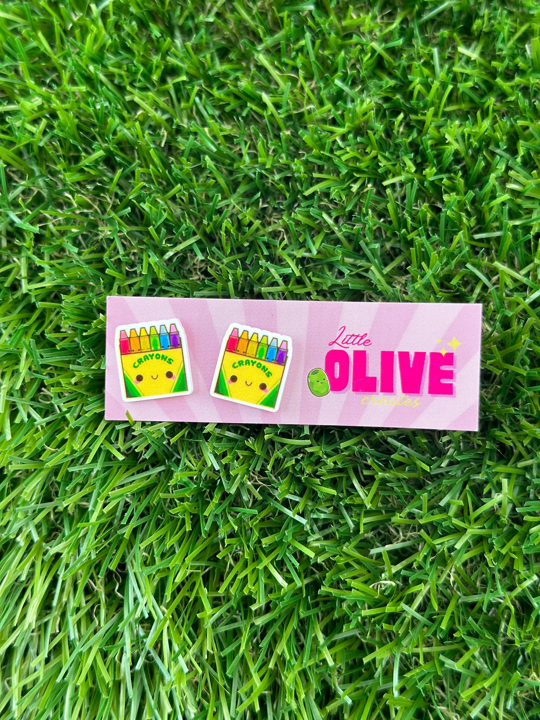 Crayon Box Teacher Dangle Earrings - Creative Tribute: Stud