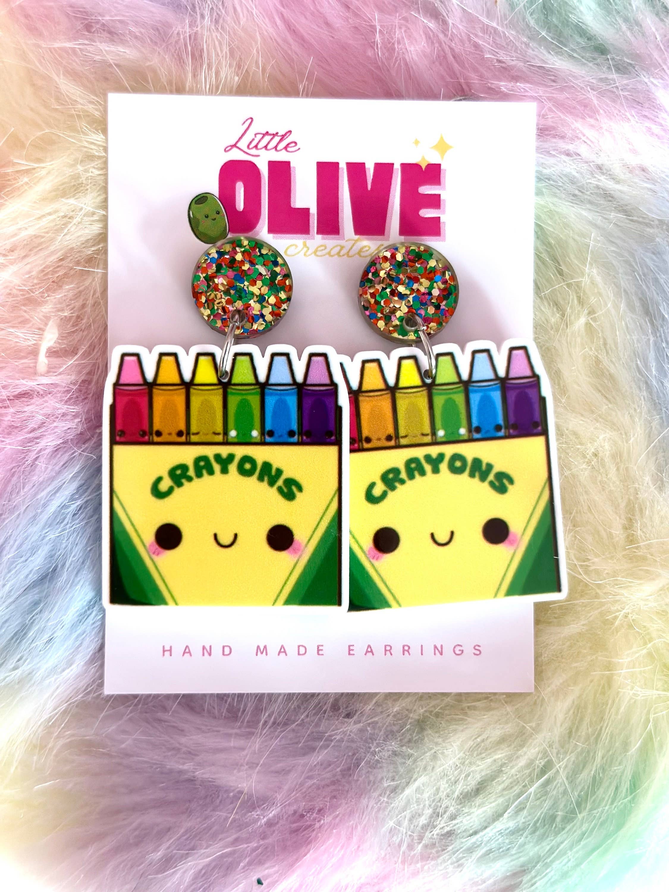 Crayon Box Teacher Dangle Earrings - Creative Tribute: Stud
