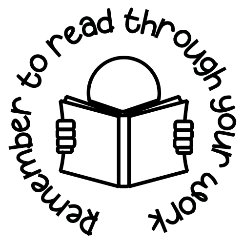 Stamp Set - 4 x Proofreading Writing Feedback Stamps 20mm round