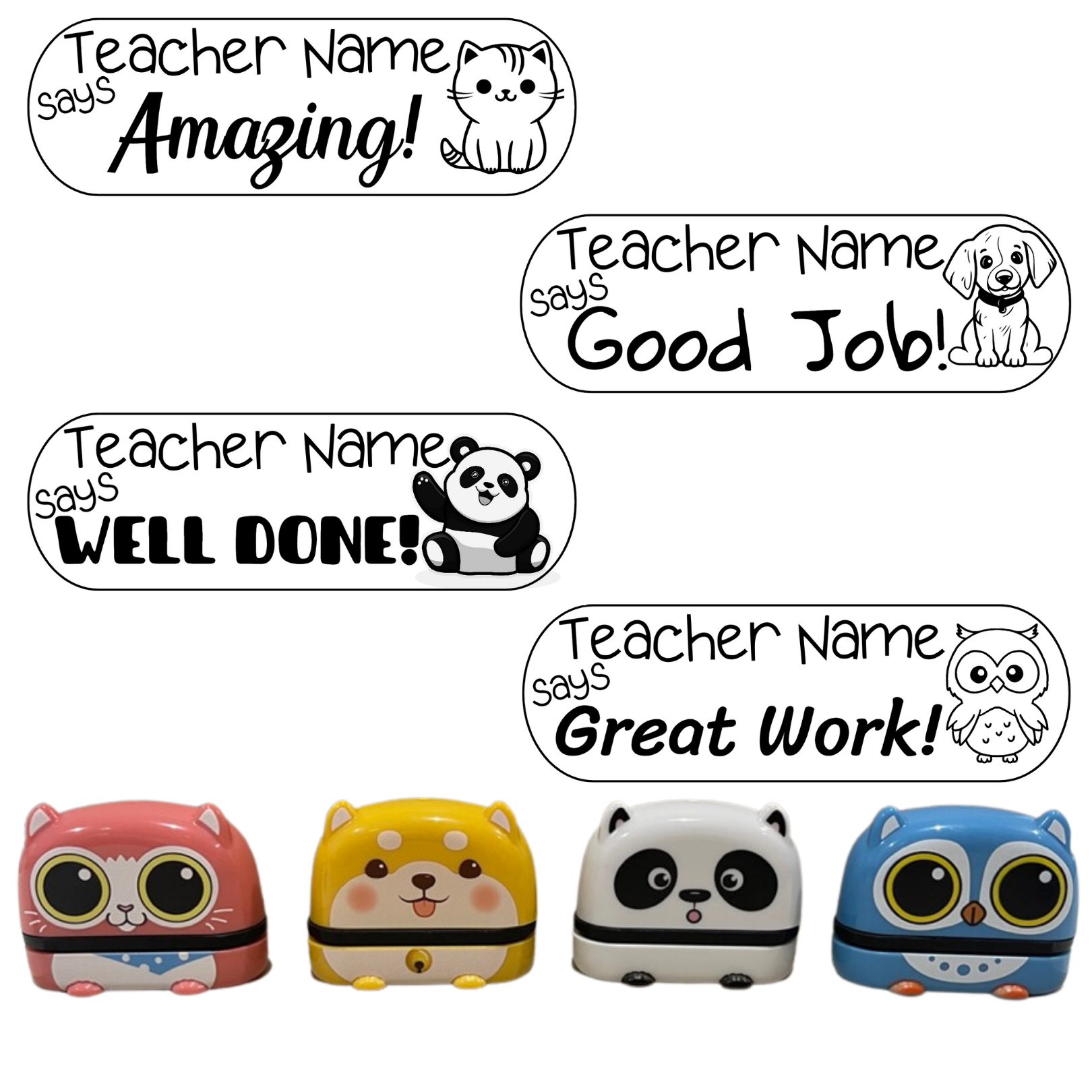 Limited Edition Animals AMAZING Animals Personalised Stamp Set - 4 x Stamps 50mm x 16mm