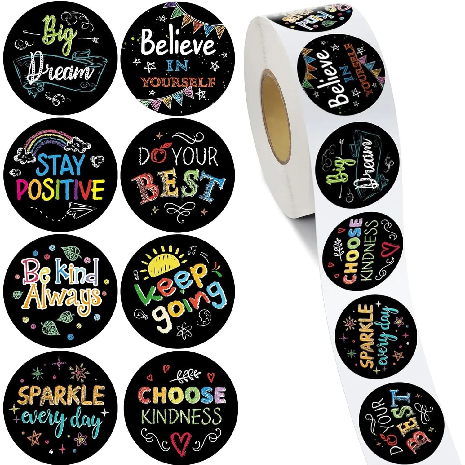 Believe in Yourself Stickers 500 on a roll