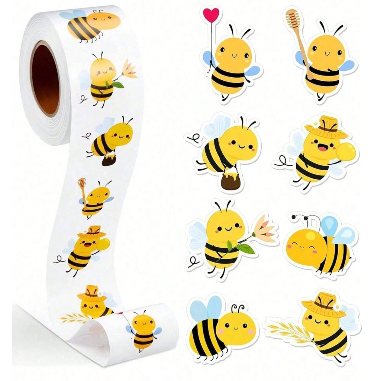 *Bumblebee Stickers 500 on a roll - Colourful Teacher Merit Stickers