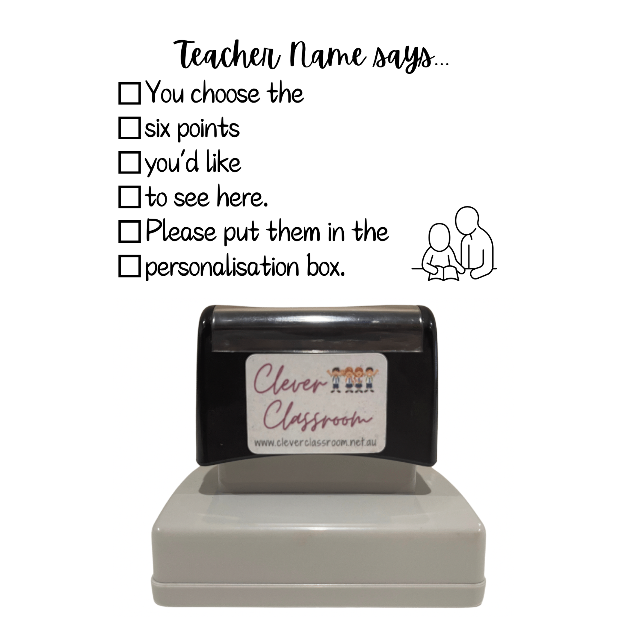 Custom Teacher Checklist Feedback Stamp - Rectangle 43 x 67mm