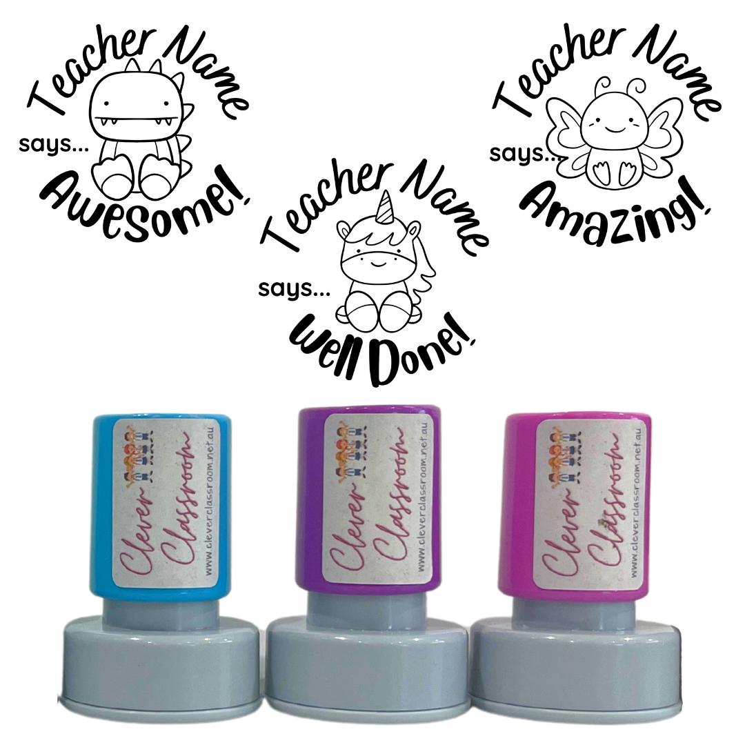 Cute Animals Stamp Set - 3 x Teacher Stamps 30mm