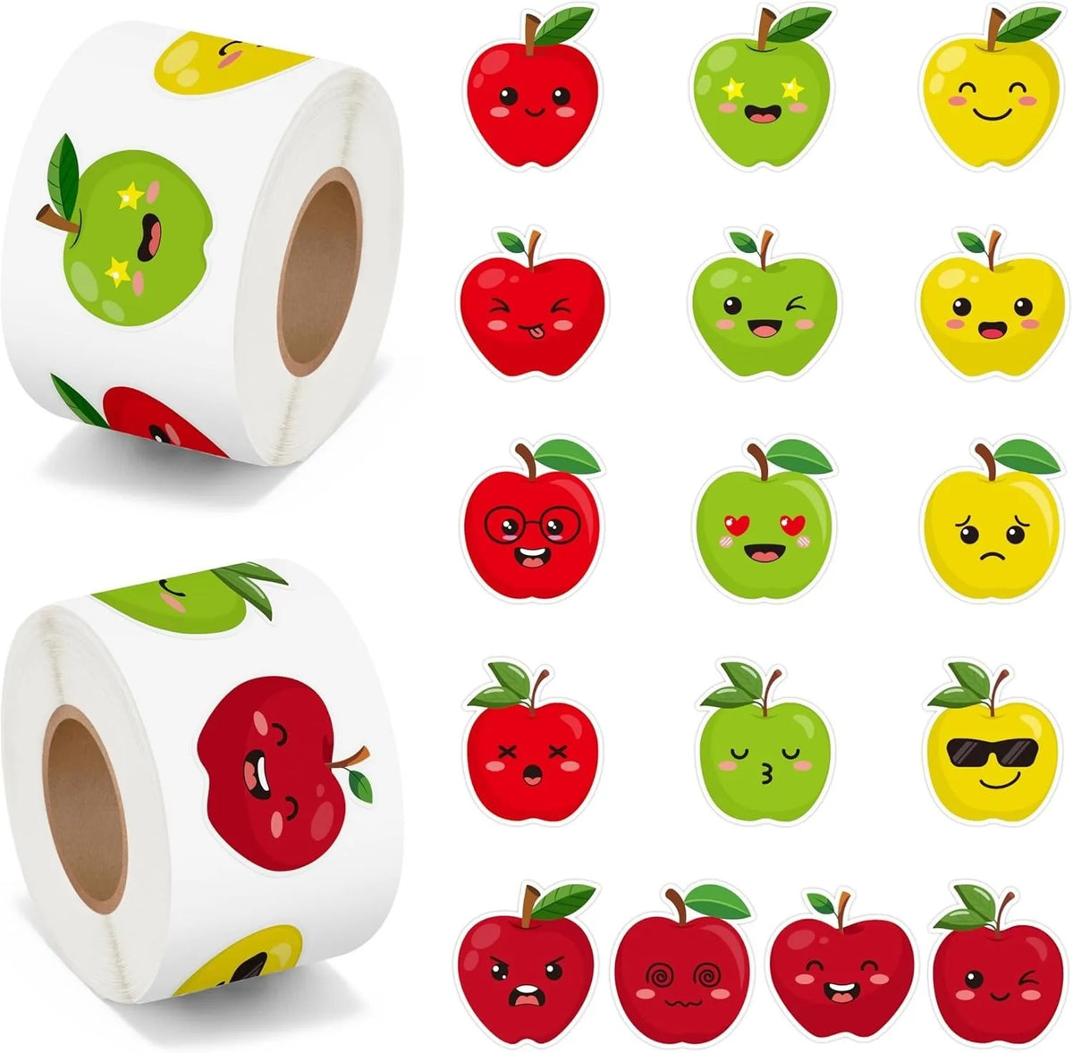 Cute Apples Stickers 500 on a roll