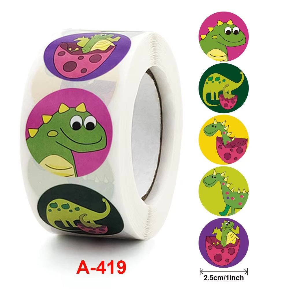 NEW! Funky Dinosaur Stickers 500 on a roll