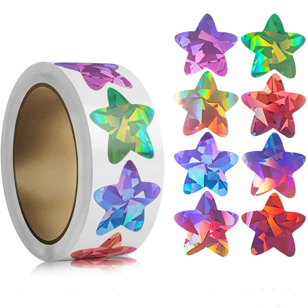 *STARS Gradual Bright Multicolour Holographic Stickers 500 on a roll