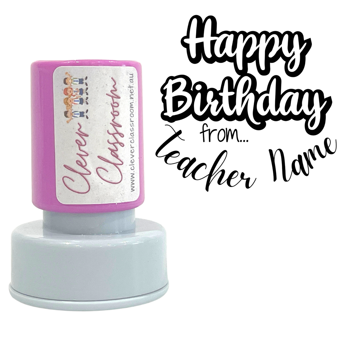 Happy Birthday! Personalised Teacher Stamp 30mm round