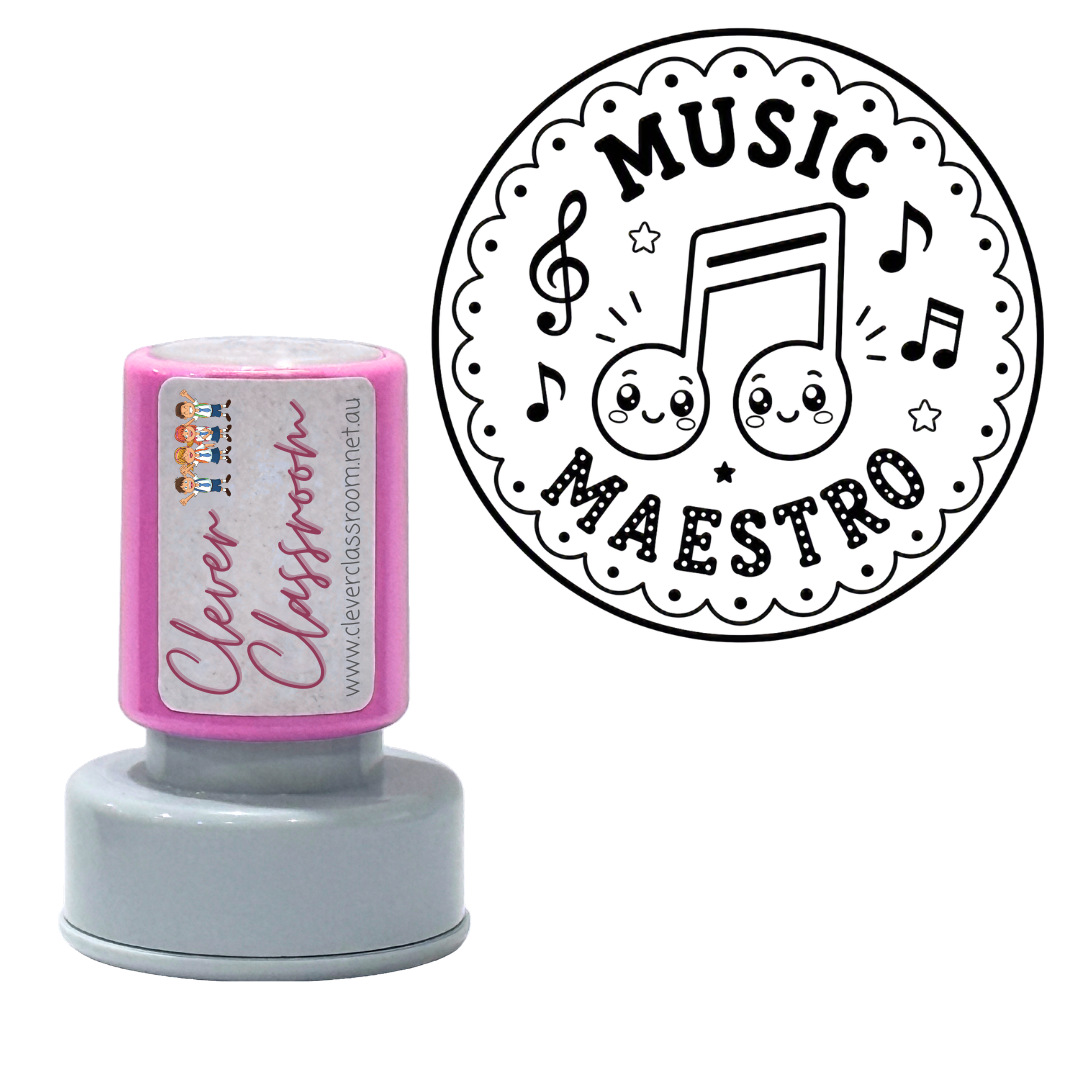 Music Maestro Teacher Stamp 30mm round