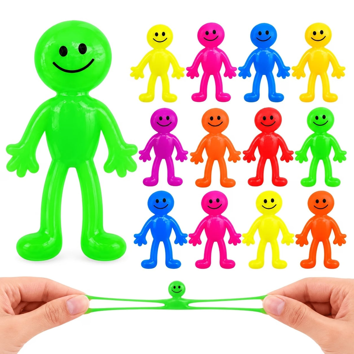 6 Pack Stretchy Smily People Sticky Jelly Toys