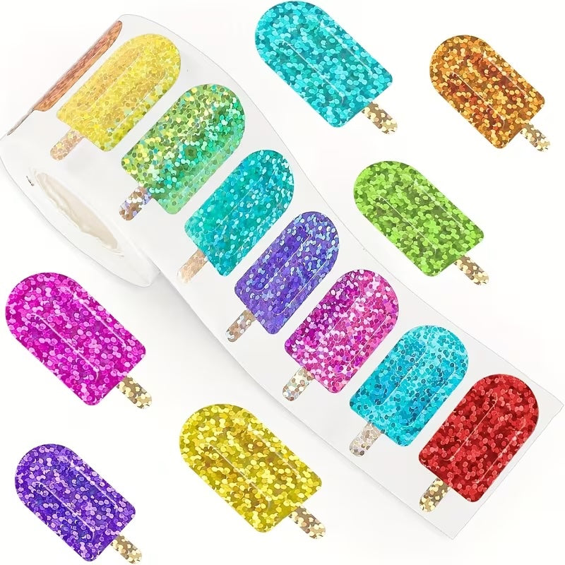 *Holographic LARGE Popsicle Stickers 500 on a roll