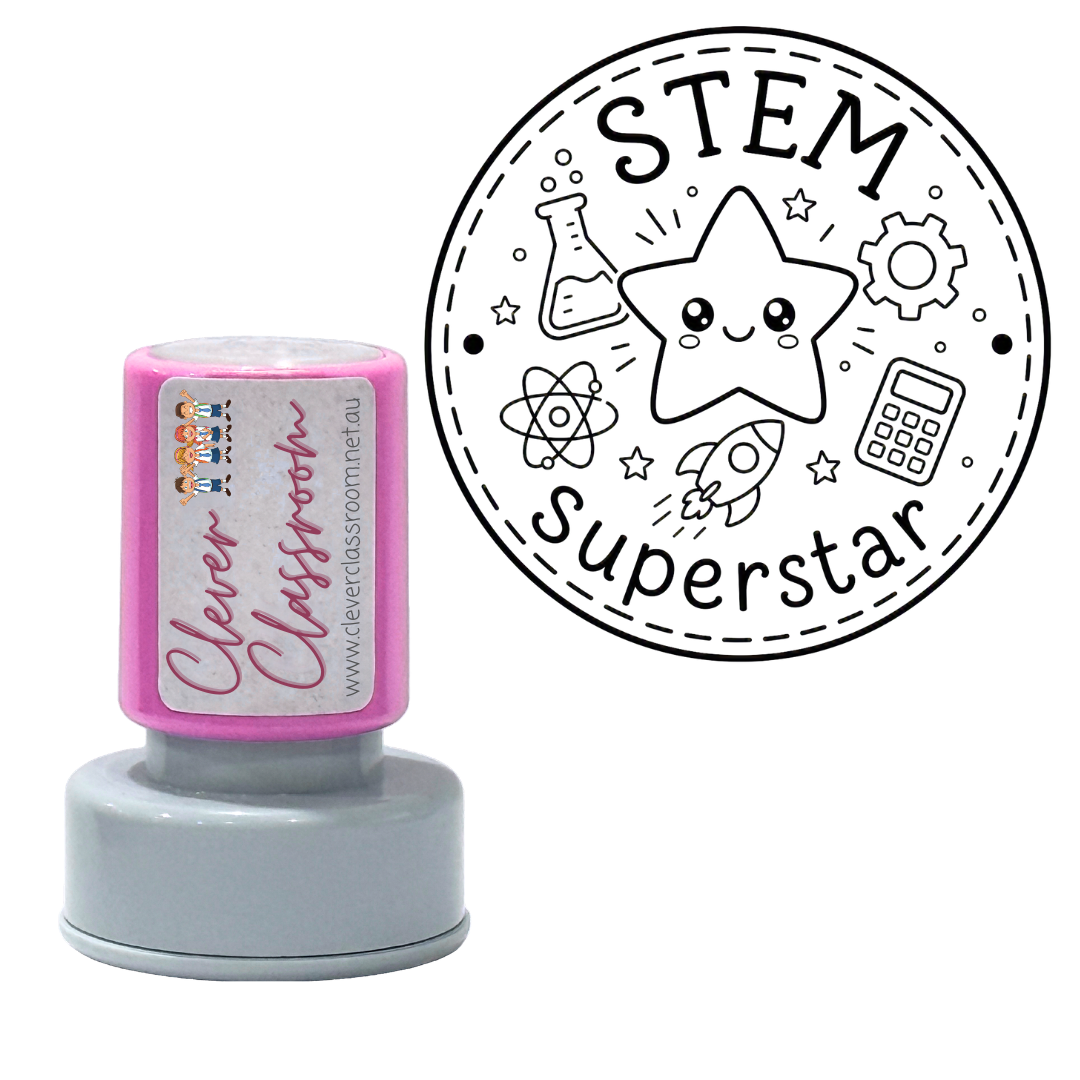STEM Superstar Teacher Stamp 30mm round