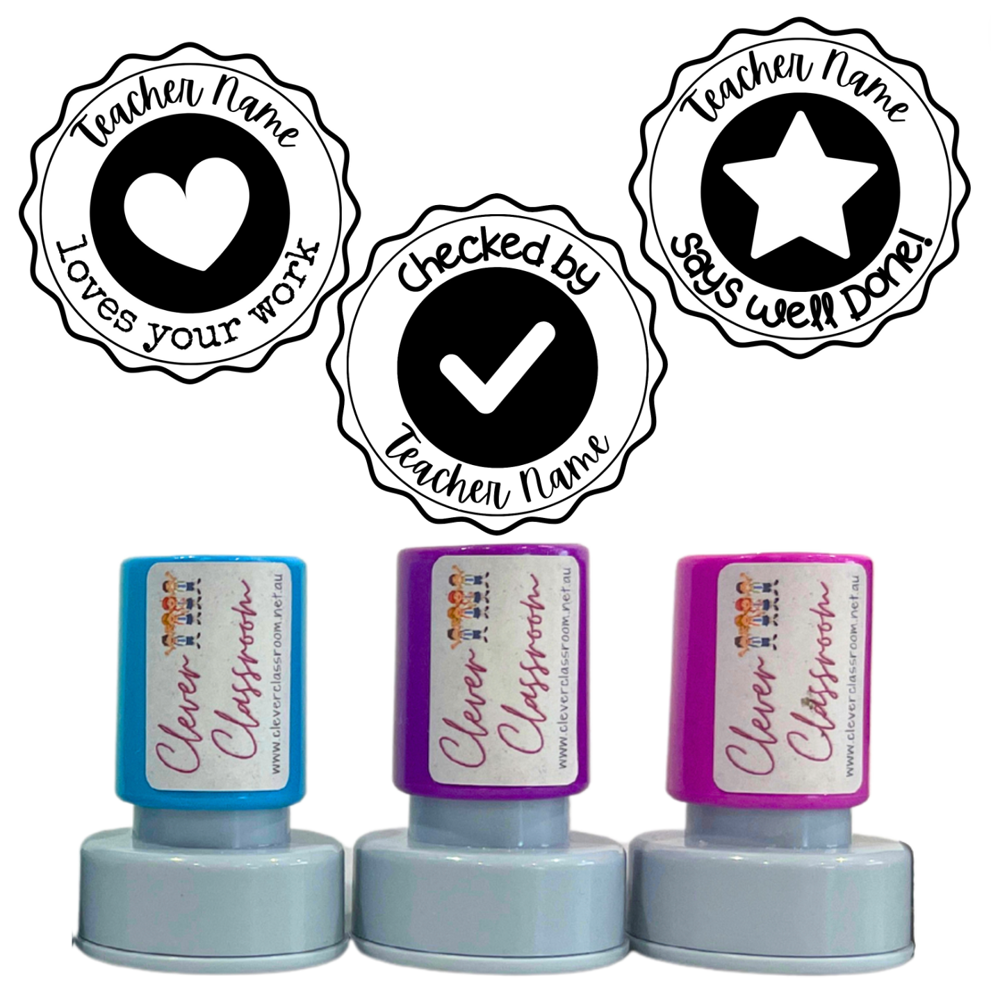 NEW! Stamp Set - 3 x Essential Faves Personalised Stamps 30mm
