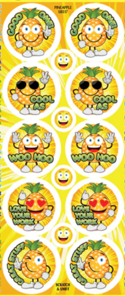 Pineapple Scratch n Sniff Stickers - 84 stickers per pack