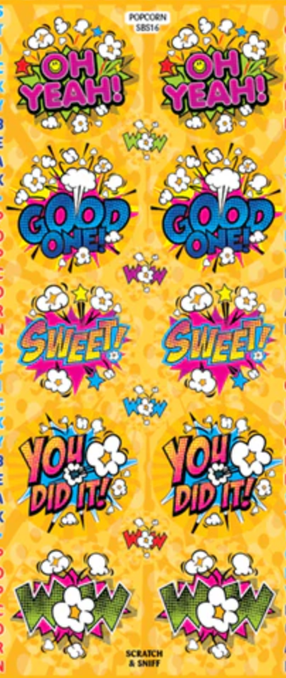 Popcorn Scratch n Sniff Stickers - 84 stickers per pack