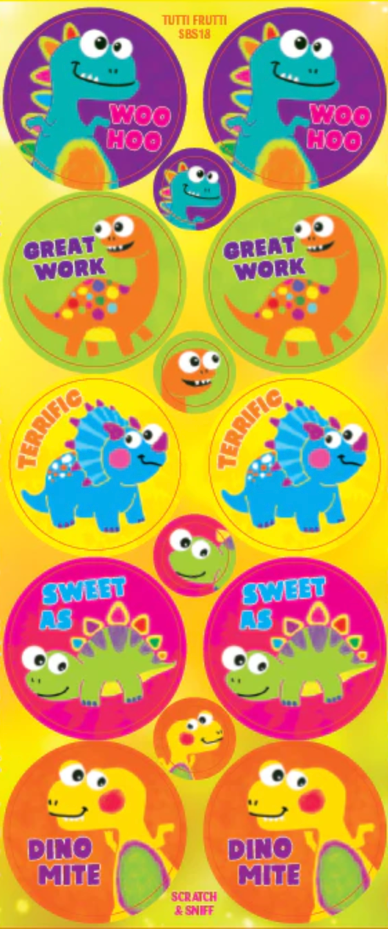 Fruito-saurus Tutti Frutti Dinosaur Scratch n Sniff Stickers - 84 stickers per pack