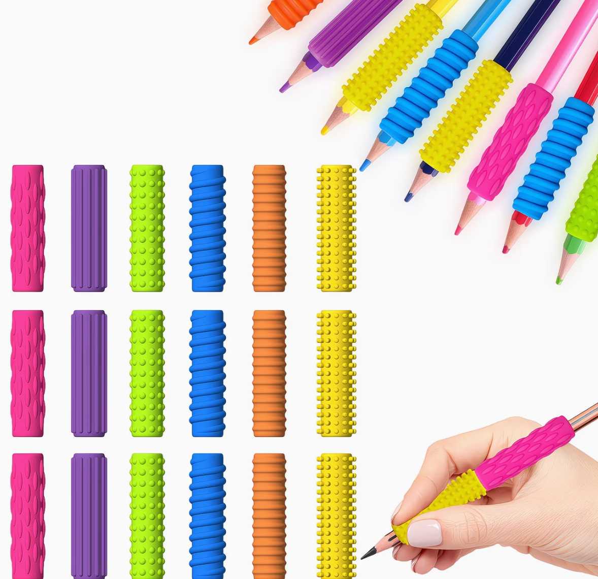 Sensory Fidget Pencil Grips - 6 Pack