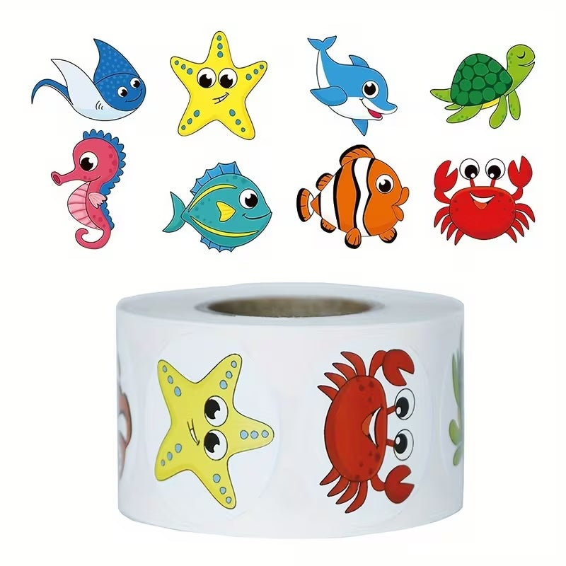 NEW! Seal Life 2 Stickers 500 on a roll - Colourful Teacher Merit Stickers