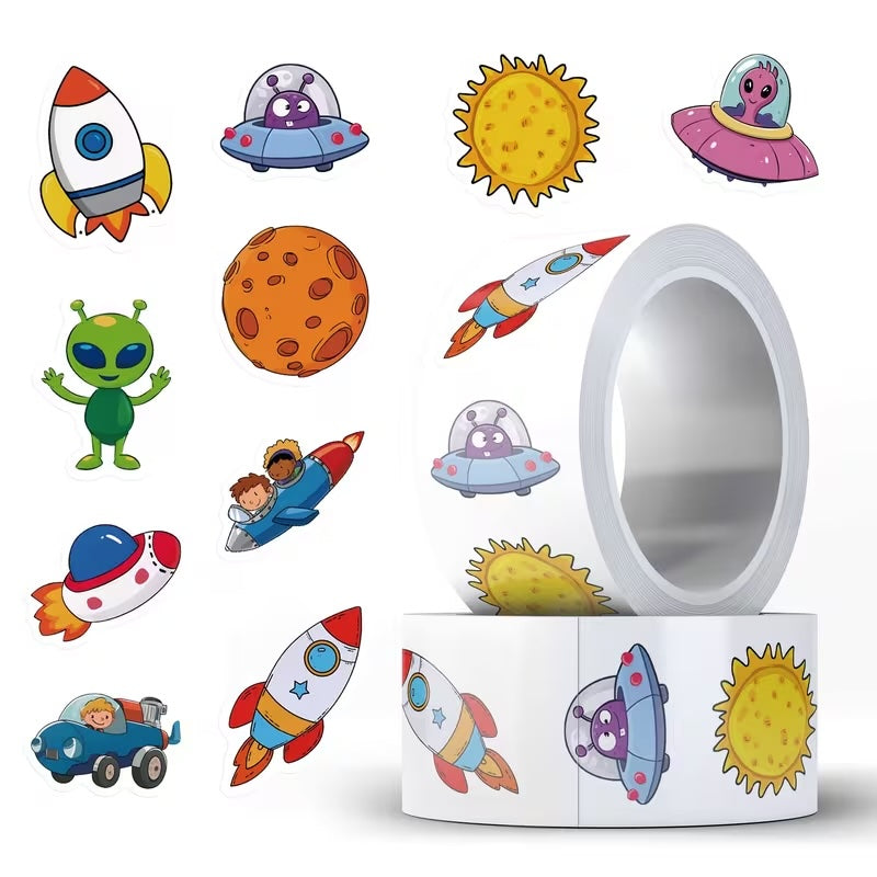 Space Theme Stickers 500 on a roll