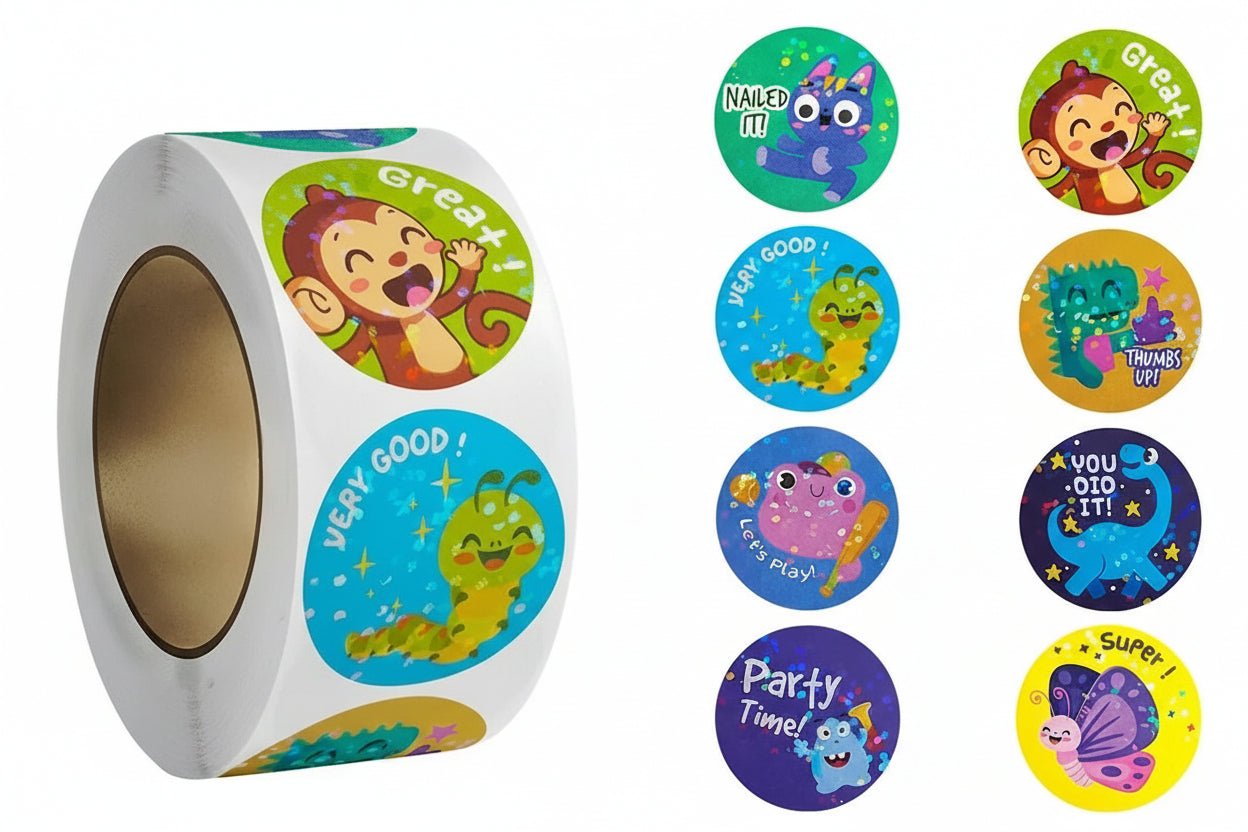 Sparkly Nailed It Cute Animals Stickers 500 on a roll