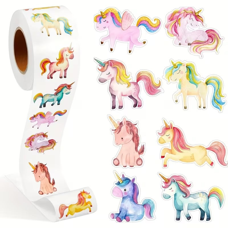 NEW! Unicorn Stickers 500 on a roll - Colourful Teacher Merit Stickers