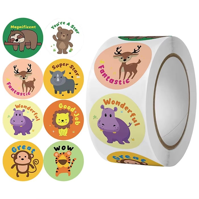 Wow Cute Award Stickers 500 on a roll - Colourful Teacher Merit Stickers