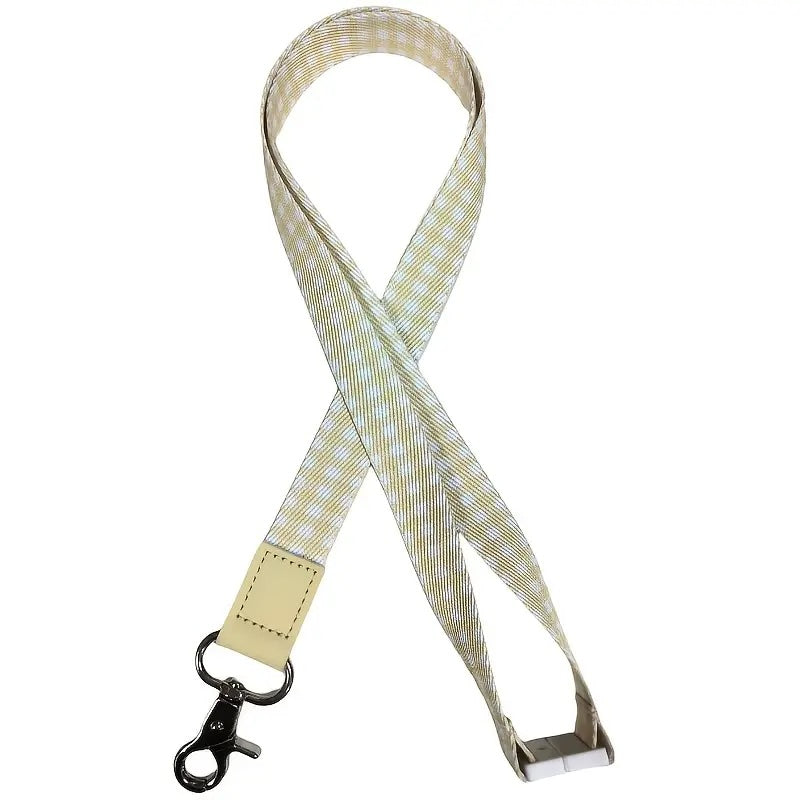 Pastel Yellow Gingham Personalised Lanyard
