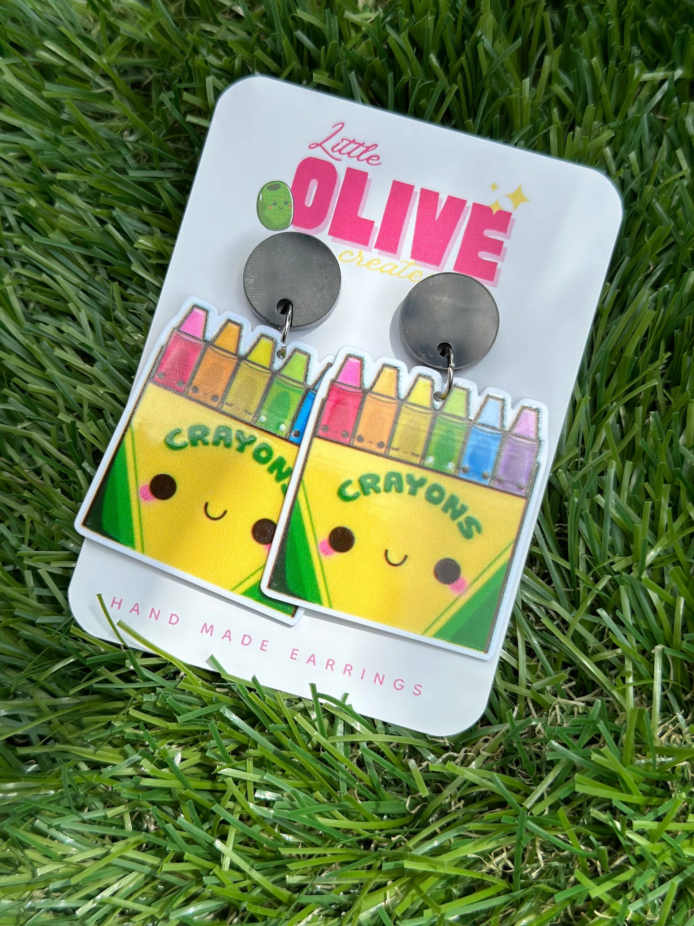 Crayon Box Teacher Dangle Earrings - Creative Tribute: Stud