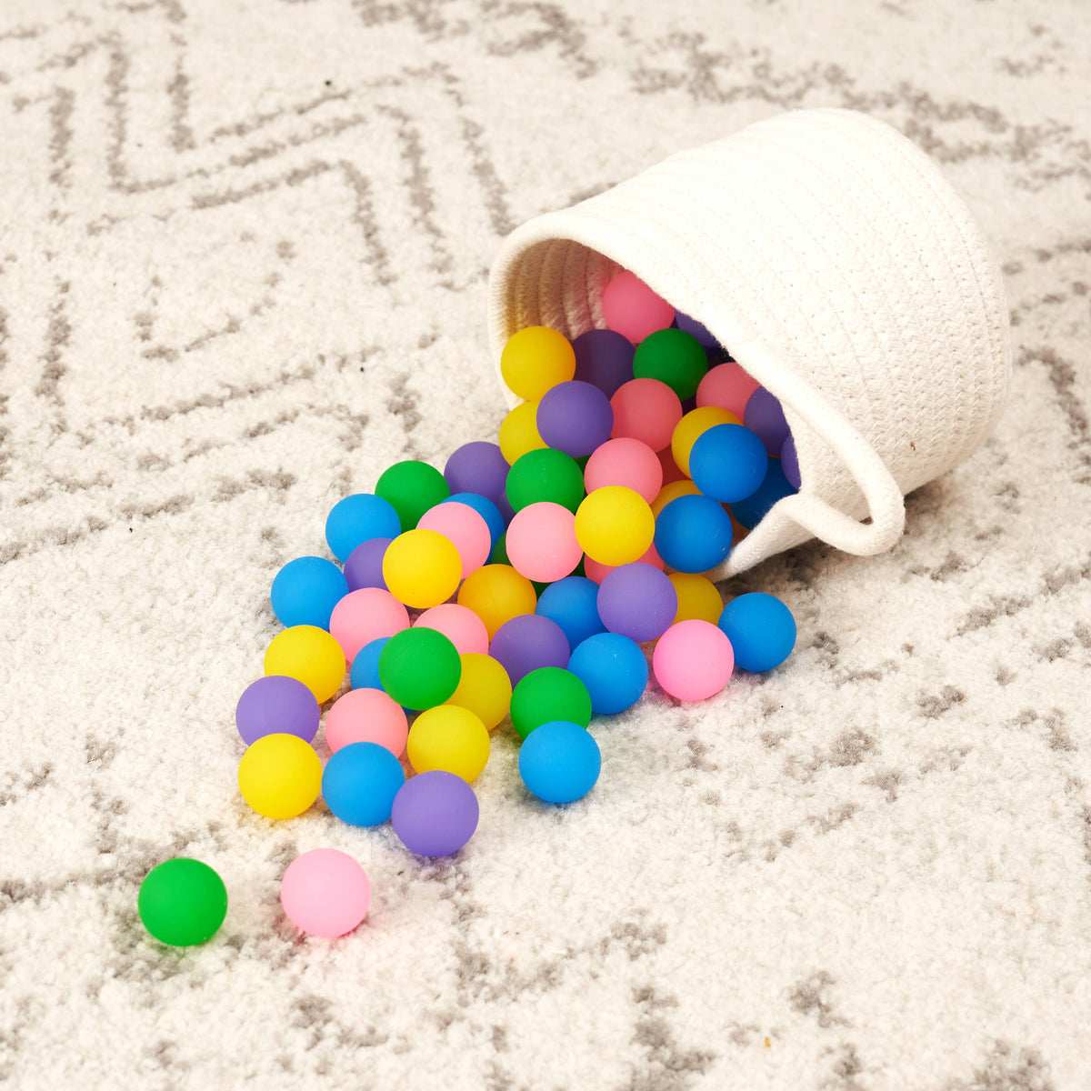 70 Mini Neon Coloured Bouncing Balls in a Tub