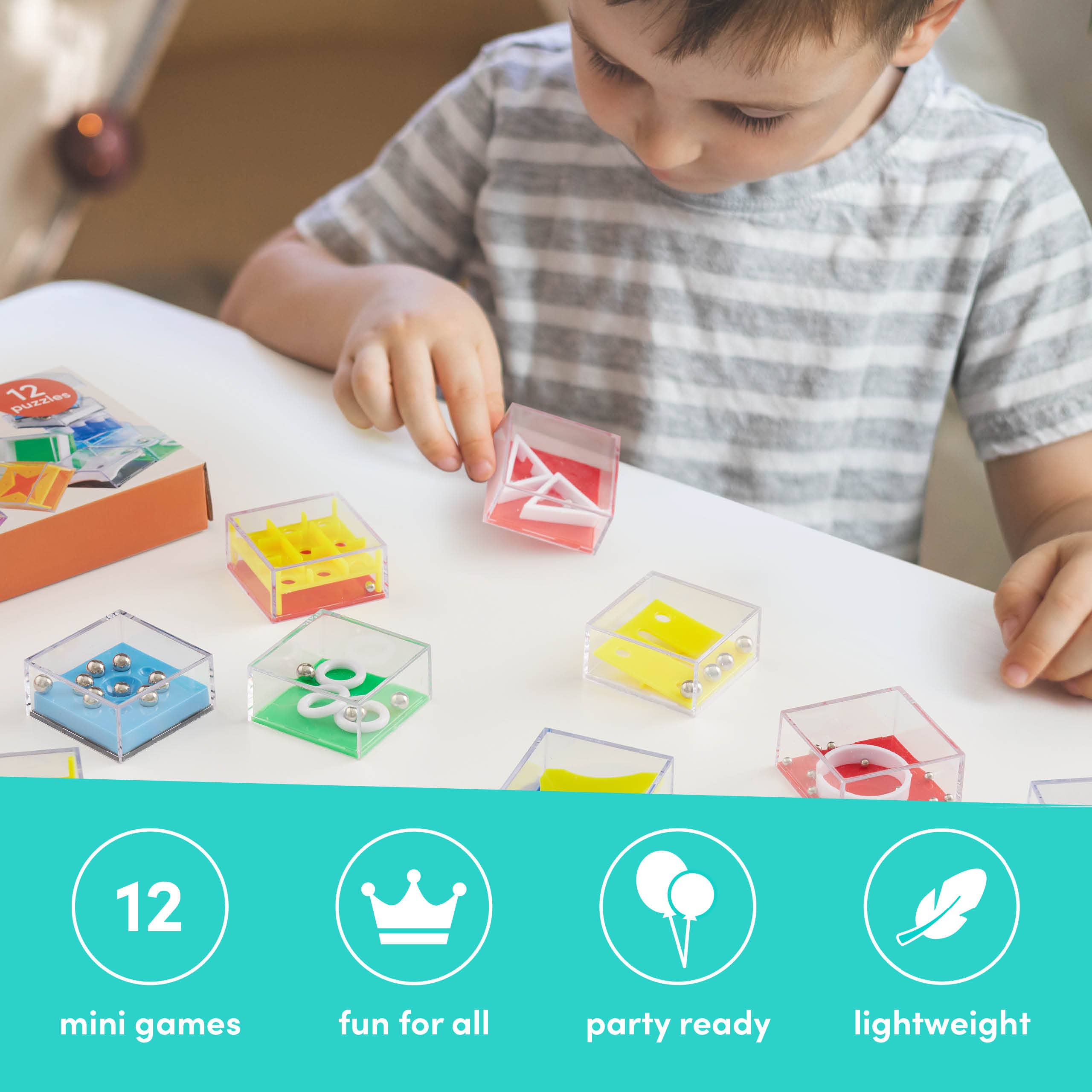 12 Mini Maze Puzzle Cube Game Brain Teasers, Party Toy