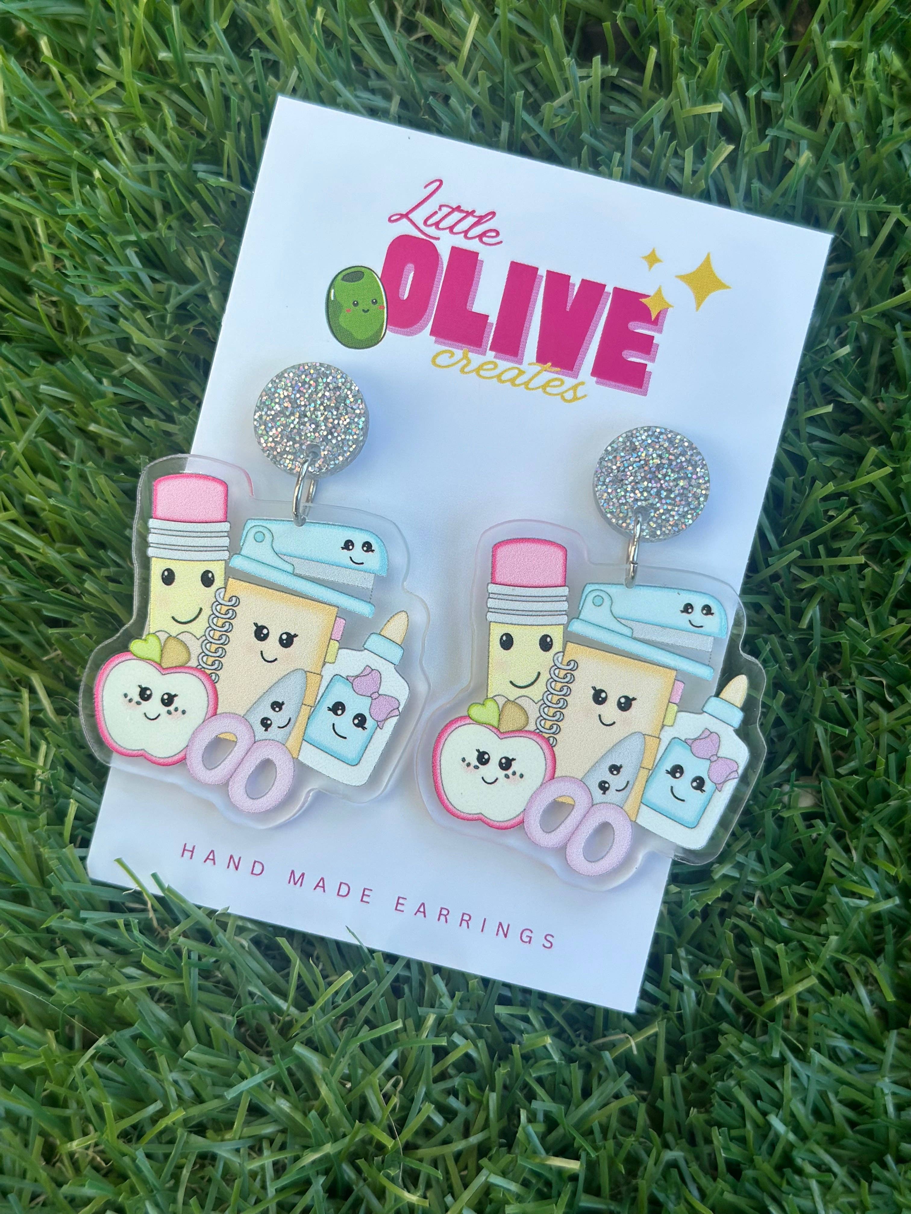 Cute Pencils and Stationery Dangle Earrings β Perfect for Teachers