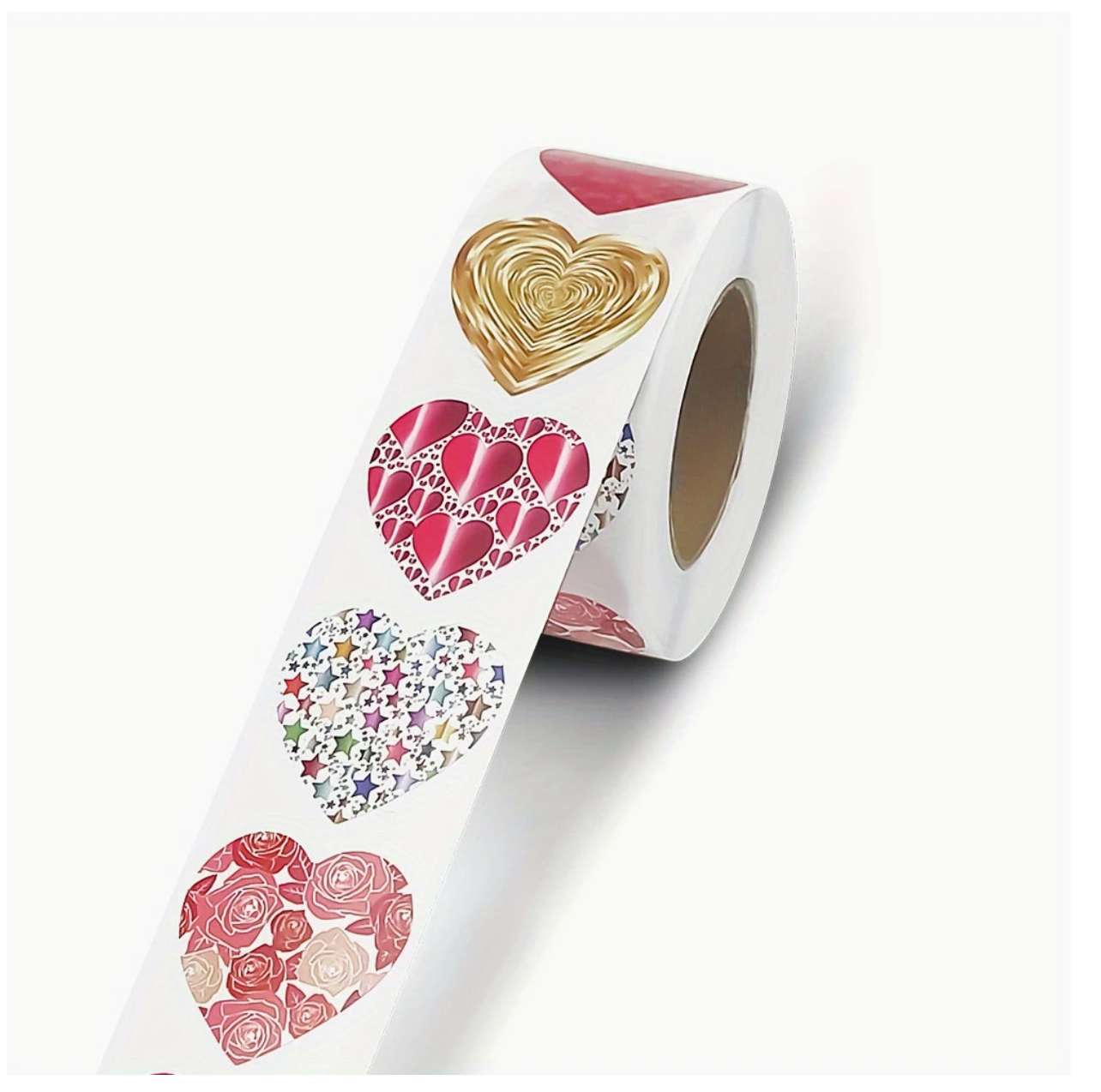 *HEARTS Colourful Patterns Stickers 500 on a roll - Colourful Teacher Merit Stickers