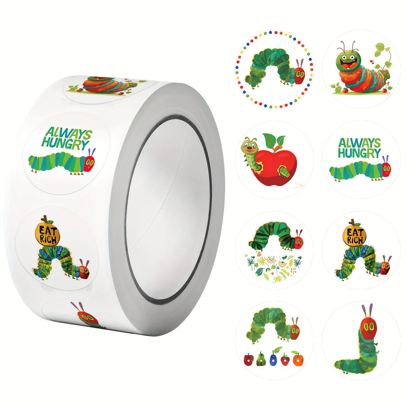 NEW! Hungry Caterpillar Stickers 500 on a roll