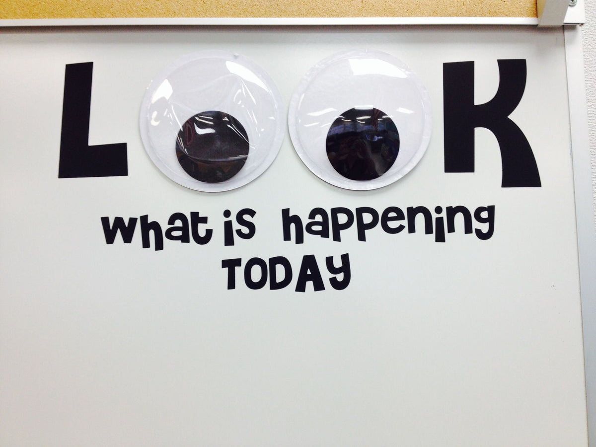 LOOK! Board decals with Large Googly eyes
