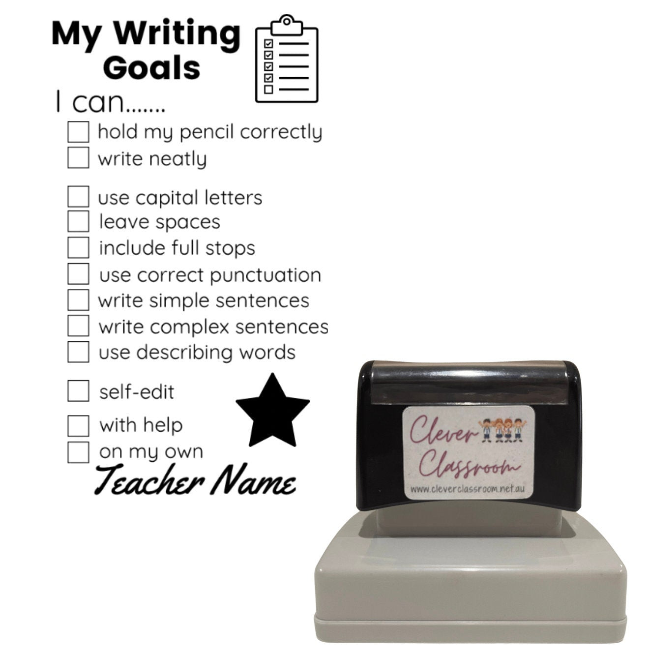 Writing Goals Personalised Stamp - Rectangle 43 x 67mm