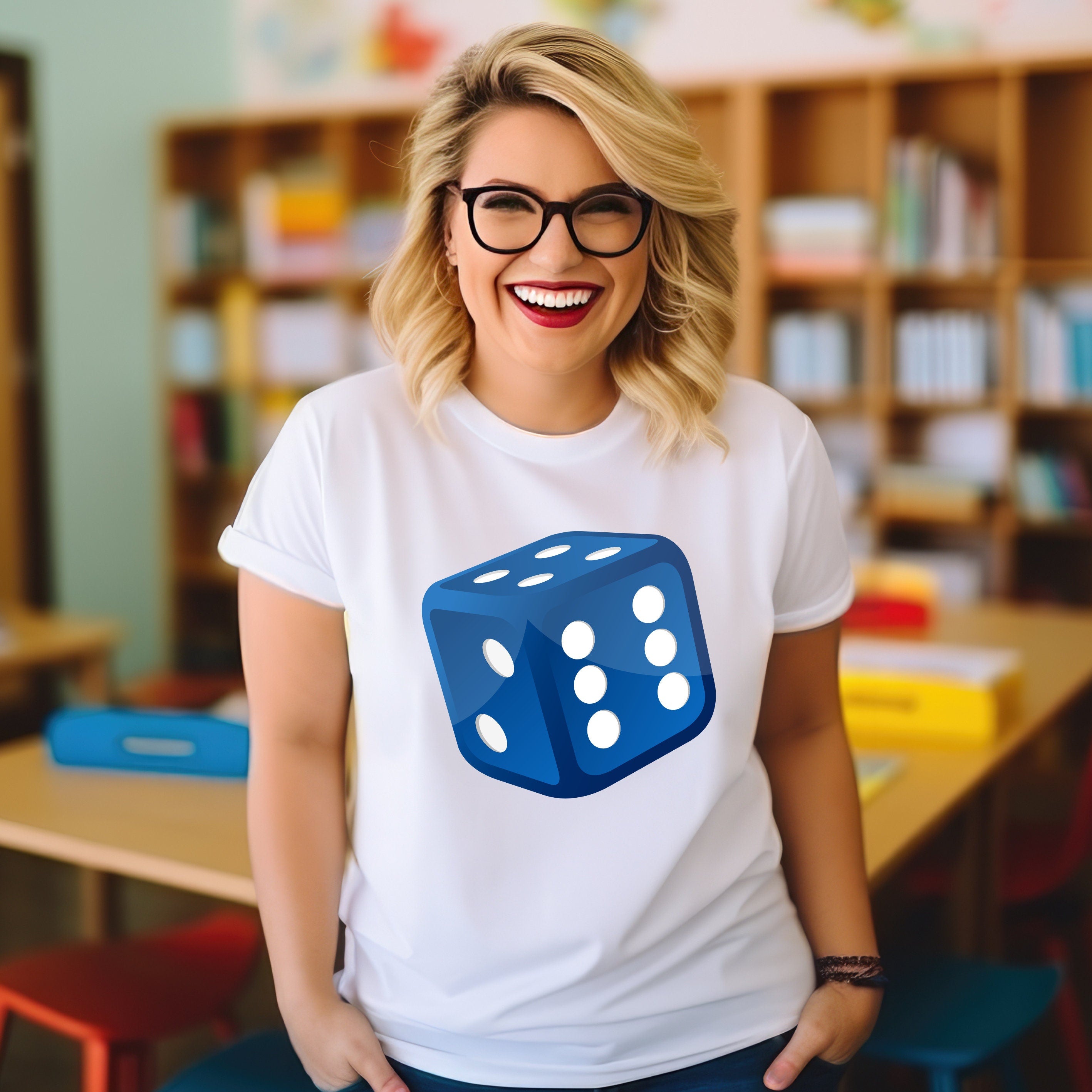 Teacher T-shirt - Maths Day - Blue Dice