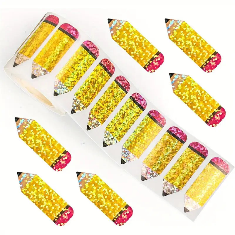 *Holographic LARGE Pencils Stickers 500 on a roll