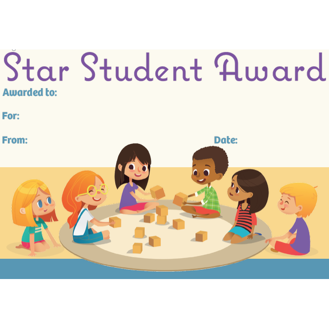 Antique White 25 "Star Student!" Student Award Certificates