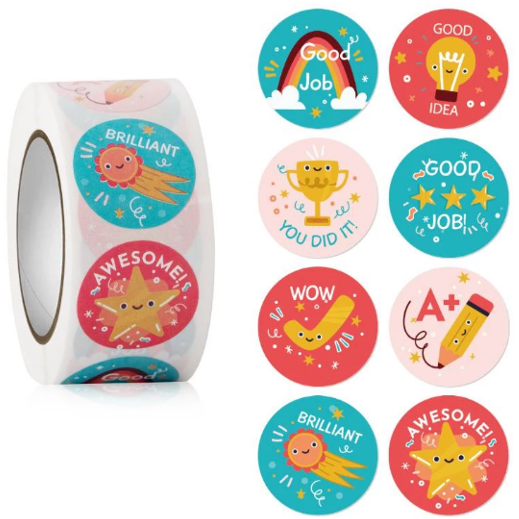 Light Sea Green Boho Brilliant Stickers 500 on a roll - Colourful Teacher Merit Stickers